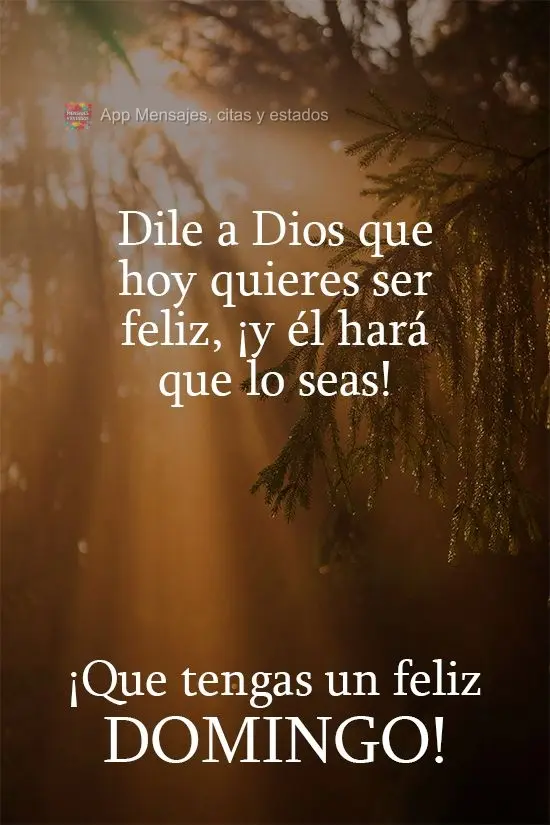 Dile a Dios que hoy quieres ser feliz, ¡y él hará que lo seas! ¡Que tengas un feliz domingo!
