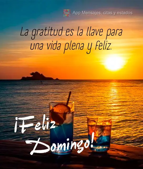 La gratitud es la llave para una vida plena y feliz. ¡Feliz Domingo!