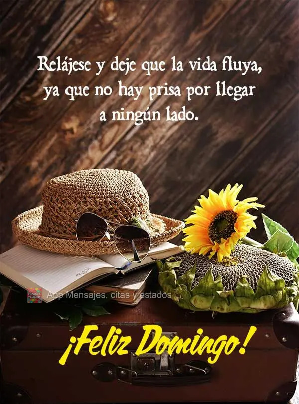 Relájese y deje que la vida fluya, ya que no hay prisa por llegar a ningún lado. ¡Feliz domingo!