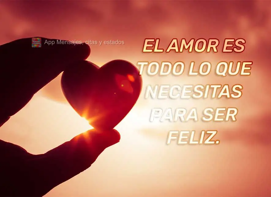 El amor es todo lo que necesitas para ser feliz.