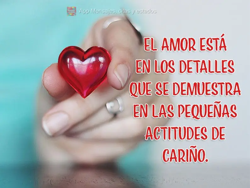 El amor está en los detalles que se demuestra en las pequeñas actitudes de cariño.