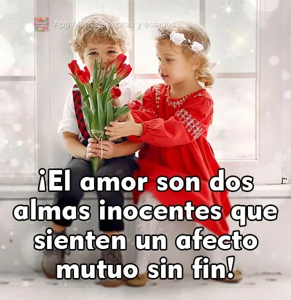 ¡El amor son dos almas inocentes que sienten un afecto mutuo sin fin!