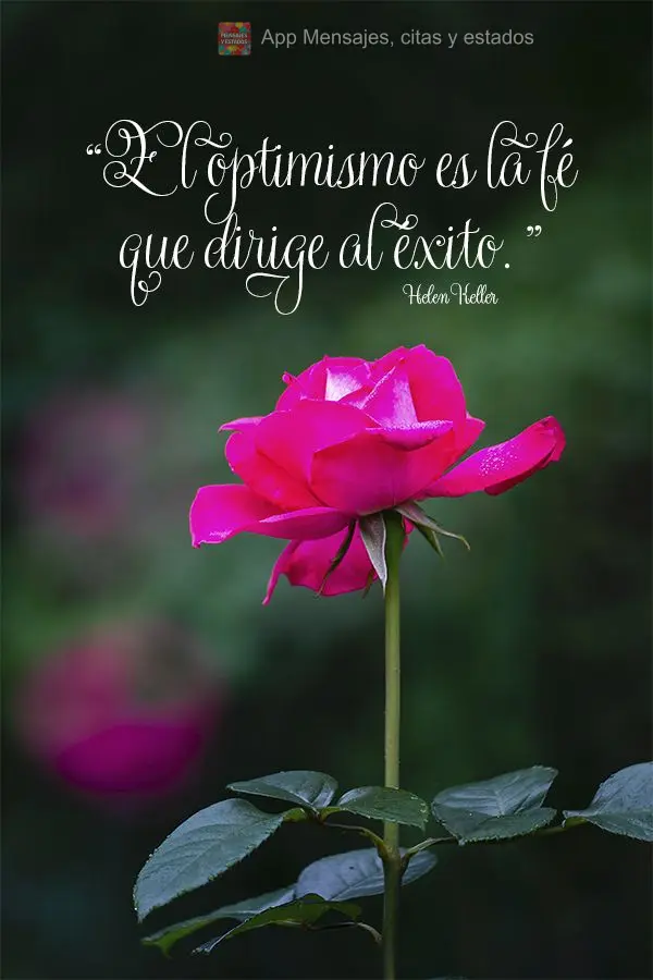 "El optimismo es la fé que dirige al éxito." Helen Keller