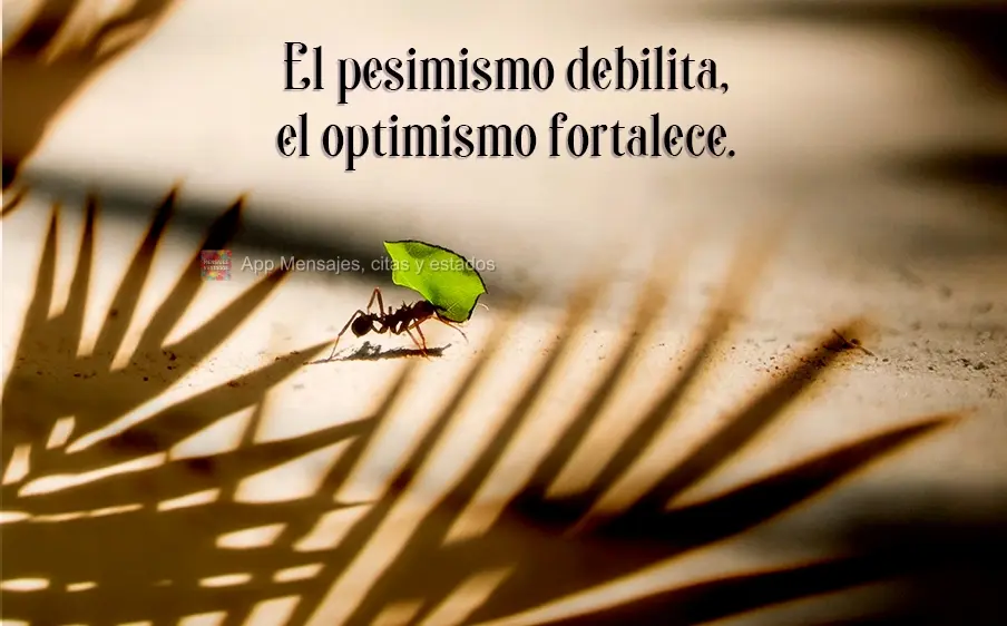 El pesimismo debilita, el optimismo fortalece.