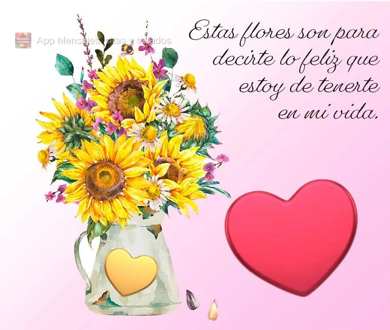 Estas flores son para decirte lo feliz que estoy de tenerte en mi vida.