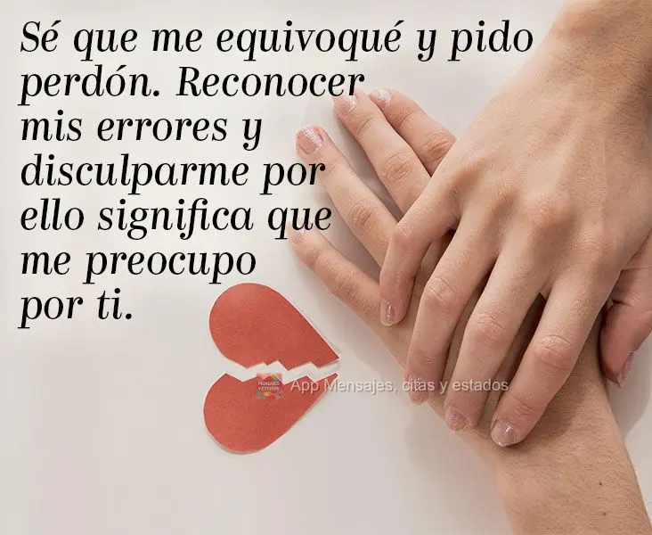 Sé que me equivoqué y pido perdón. Reconocer mis errores y disculparme por ello significa que me preocupo por ti.