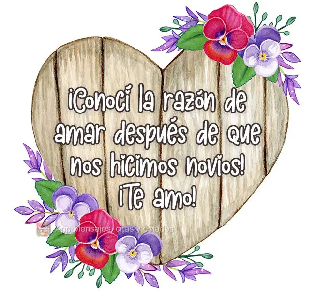 ¡Conocí la razón de amar después de que nos hicimos novios! ¡Te amo!