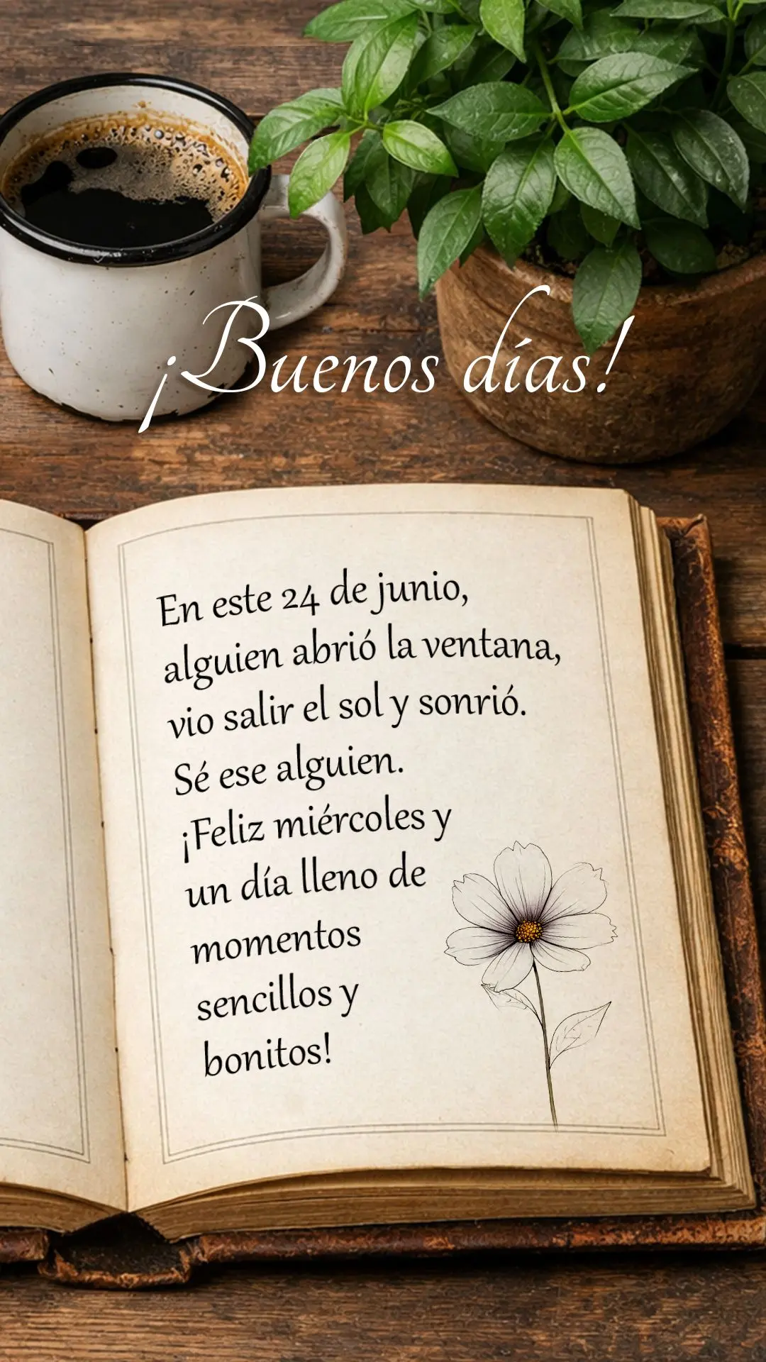 ¡Buenos días! En este 24 de junio, alguien abrió la ventana, vio salir el sol y sonrió. Sé ese alguien. ¡Feliz miércoles y un día lleno de moment...