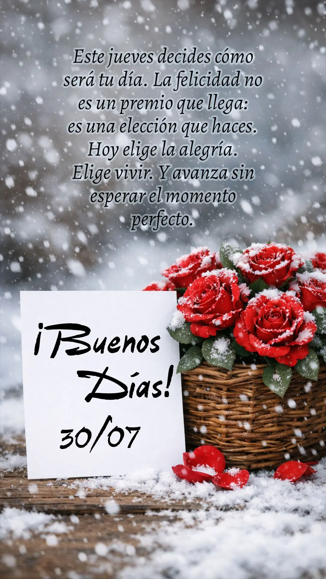 ¡Buenos días! Este jueves decides cómo será tu día. La felicidad no es un premio que llega: es una elección que haces. Hoy elige la alegría. Elige...