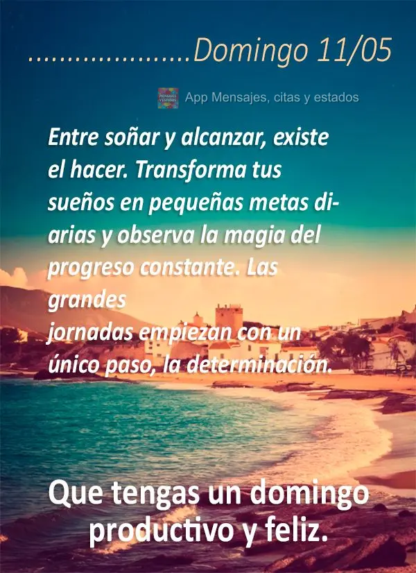 Entre soñar y alcanzar, existe el hacer. Transforma tus sueños en pequeñas metas diarias y observa la magia del progreso constante. Las grandes jornad...