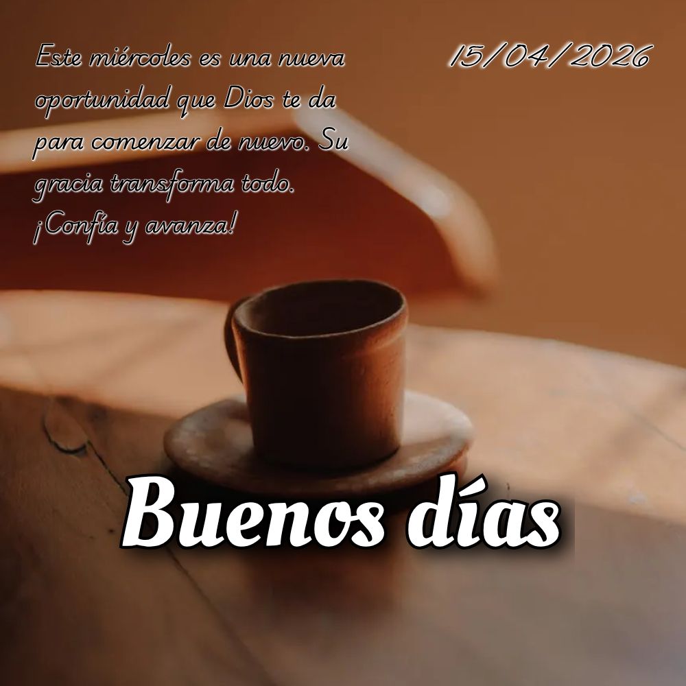 Este miércoles es una nueva oportunidad que Dios te da para comenzar de nuevo. Su gracia transforma todo. ¡Confía y avanza!