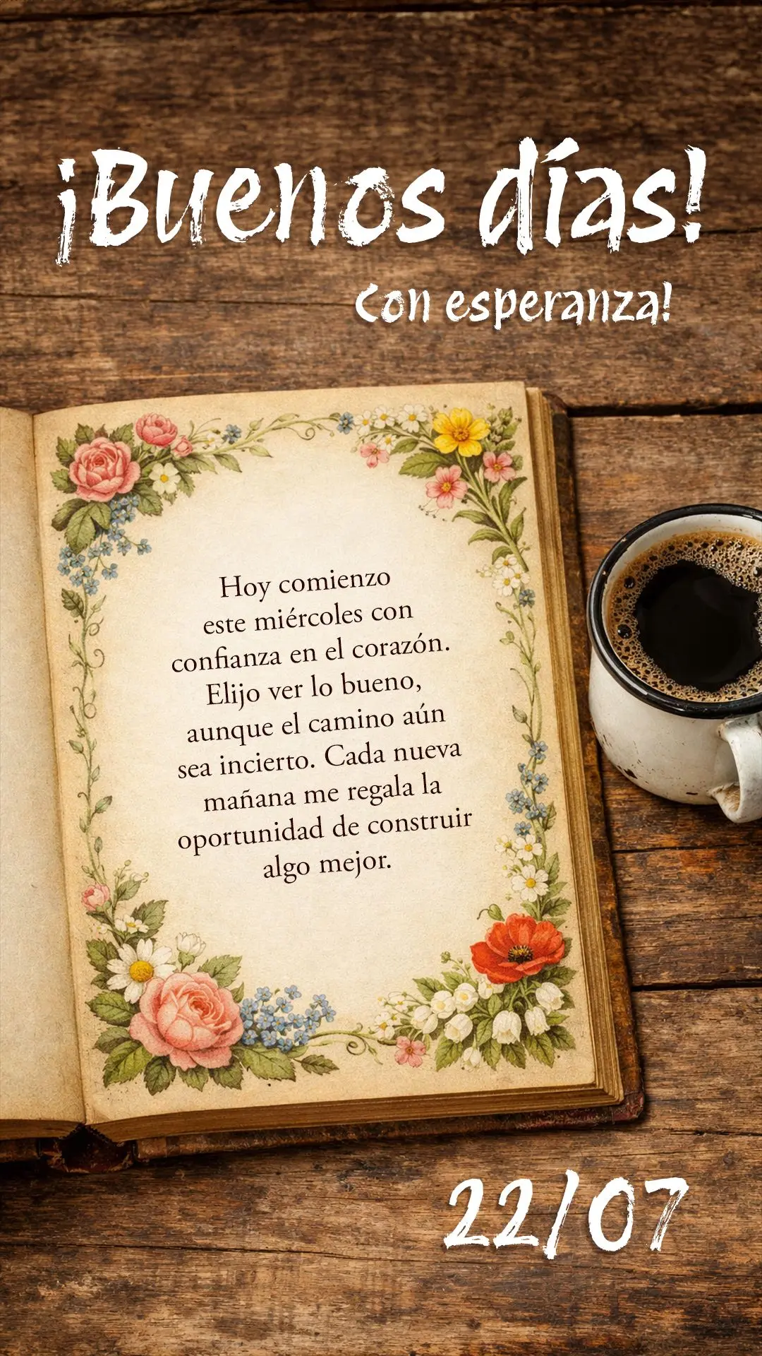 Hoy comienzo este miércoles con confianza en el corazón. Elijo ver lo bueno, aunque el camino aún sea incierto. Cada nueva mañana me regala la oportu...
