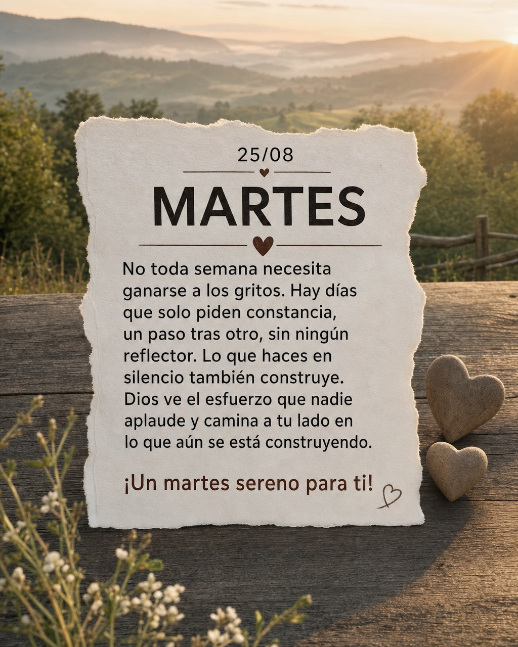 No toda semana necesita ganarse a los gritos. Hay días que solo piden constancia, un paso tras otro, sin ningún reflector. Lo que haces en silencio tam...