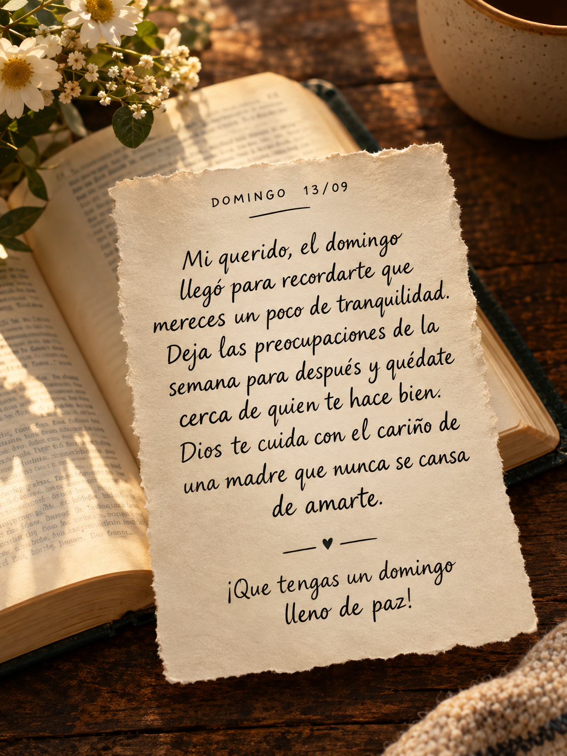 ¡Que tengas un domingo lleno de paz!