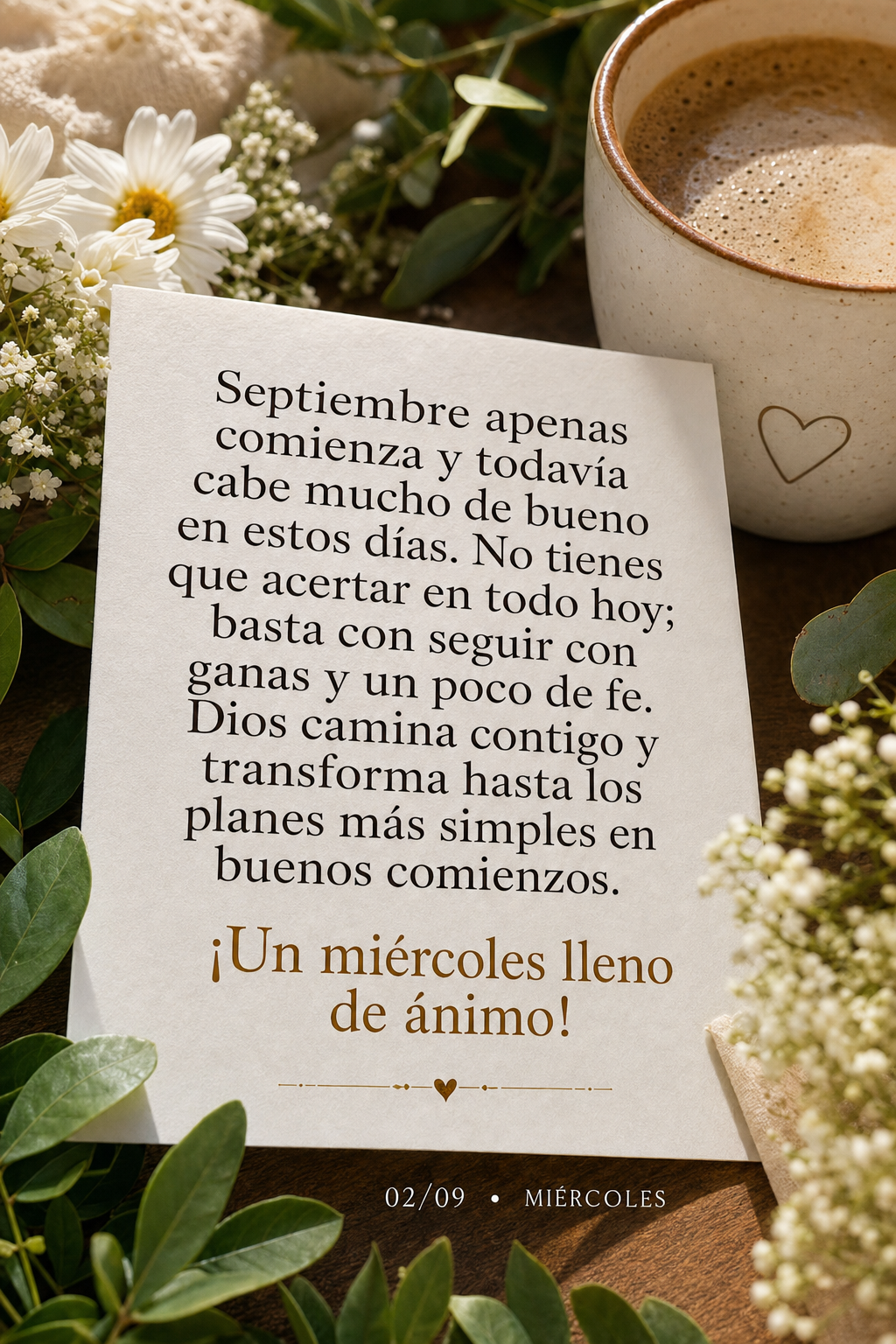 Septiembre apenas comienza y todavía cabe mucho de bueno en estos días. No tienes que acertar en todo hoy; basta con seguir con ganas y un poco de fe. ...