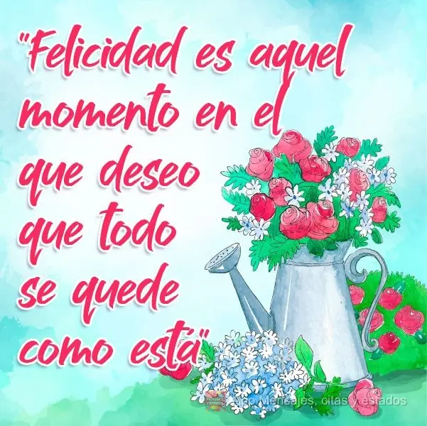"Felicidad es aquel momento en el que deseo que todo se quede como está". -