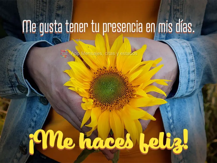 Me gusta tener tu presencia en mis días. ¡Me haces feliz!
