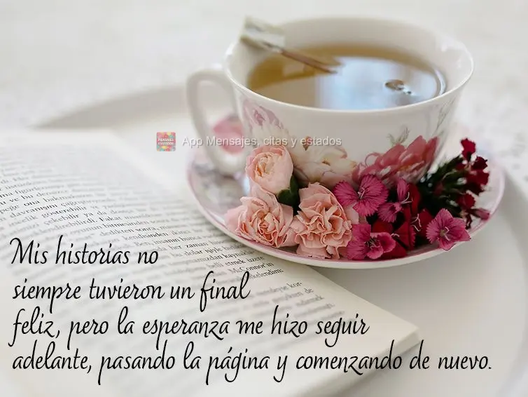 Mis historias no siempre tuvieron un final feliz, pero la esperanza me hizo seguir adelante, pasando la página y comenzando de nuevo.