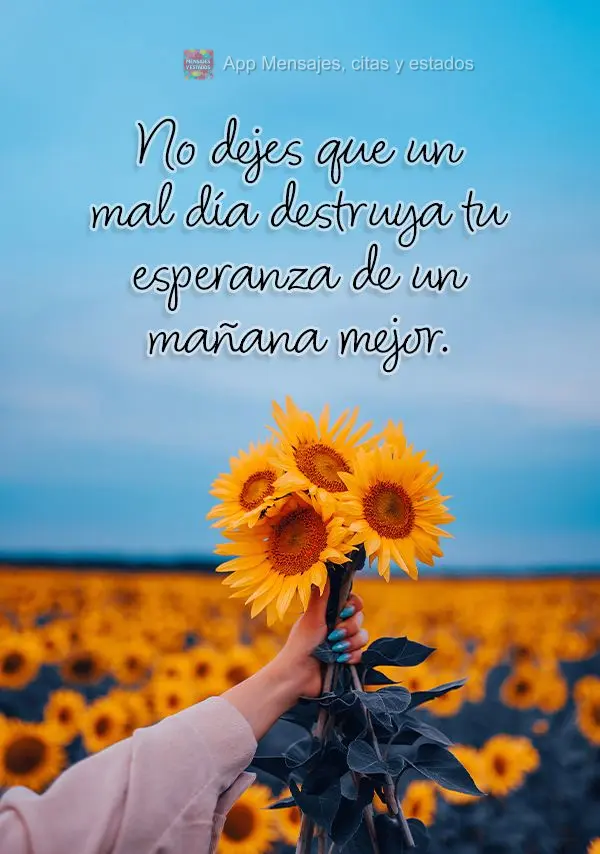 No dejes que un mal día destruya tu esperanza de un mañana mejor.