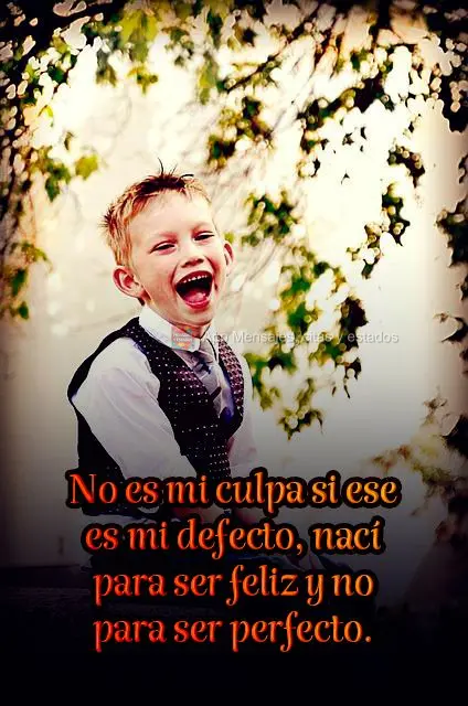 No es mi culpa si ese es mi defecto, nací para ser feliz y no para ser perfecto.