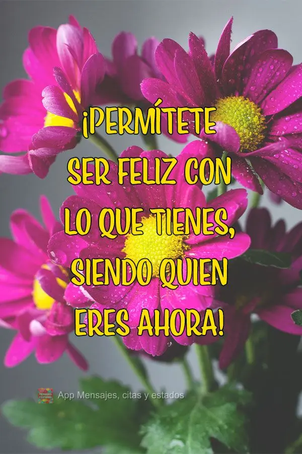 ¡Permítete ser feliz con lo que tienes, siendo quien eres ahora!