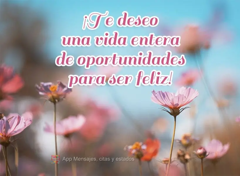 ¡Te deseo una vida entera de oportunidades para ser feliz!