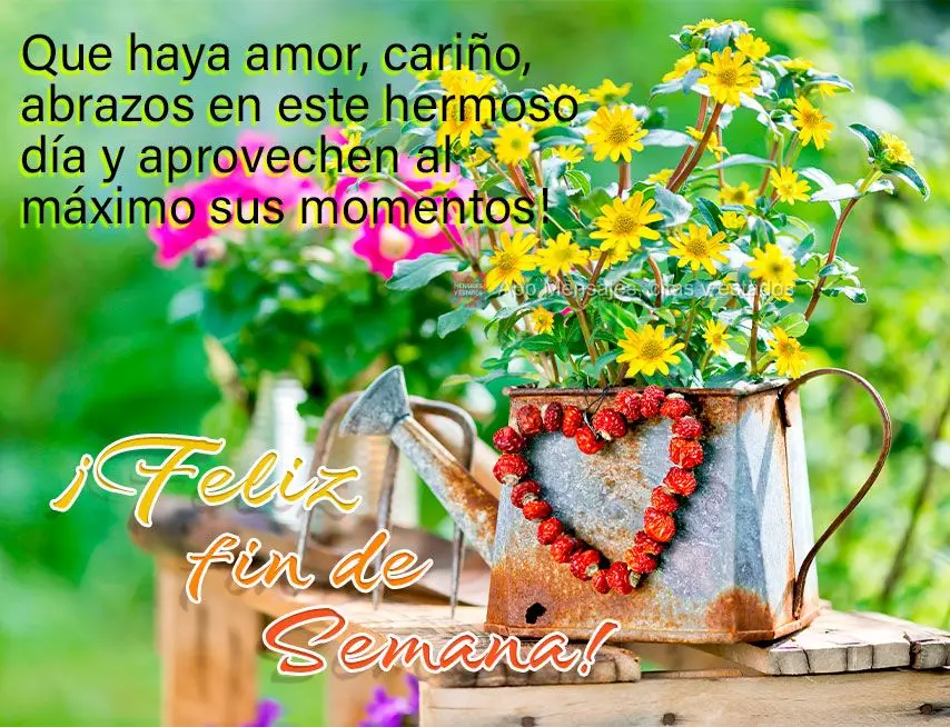Que haya amor, cariño, abrazos en este hermoso día y aprovechen al máximo sus momentos! ¡Feliz fin de semana!