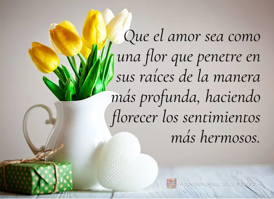 Que el amor sea como una flor que penetre en sus raíces de la manera más profunda, haciendo florecer los sentimientos más hermosos.