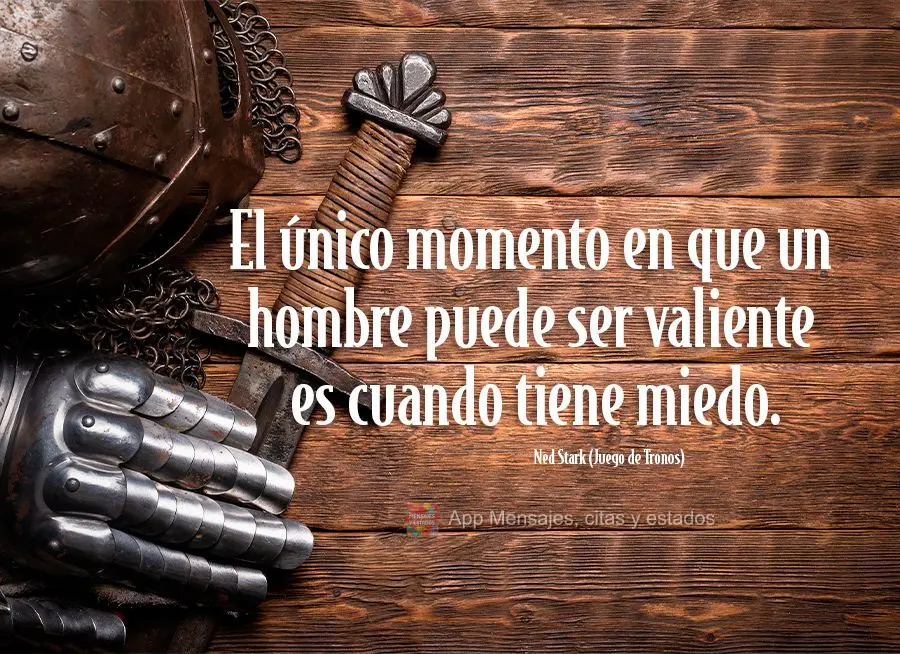 El único momento en que un hombre puede ser valiente es cuando tiene miedo. Ned Stark (Juego de Tronos)
