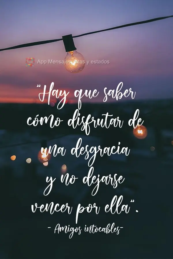 "Hay que saber cómo disfrutar de una desgracia y no dejarse vencer por ella". Amigos intocables