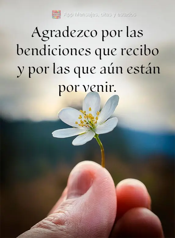 Agradezco por las bendiciones que recibo y por las que aún están por venir.