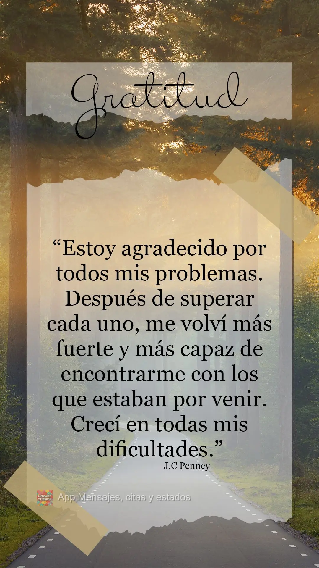 “Estoy agradecido por todos mis problemas. Después de superar cada uno, me volví más fuerte y más capaz de encontrarme con los que estaban por veni...