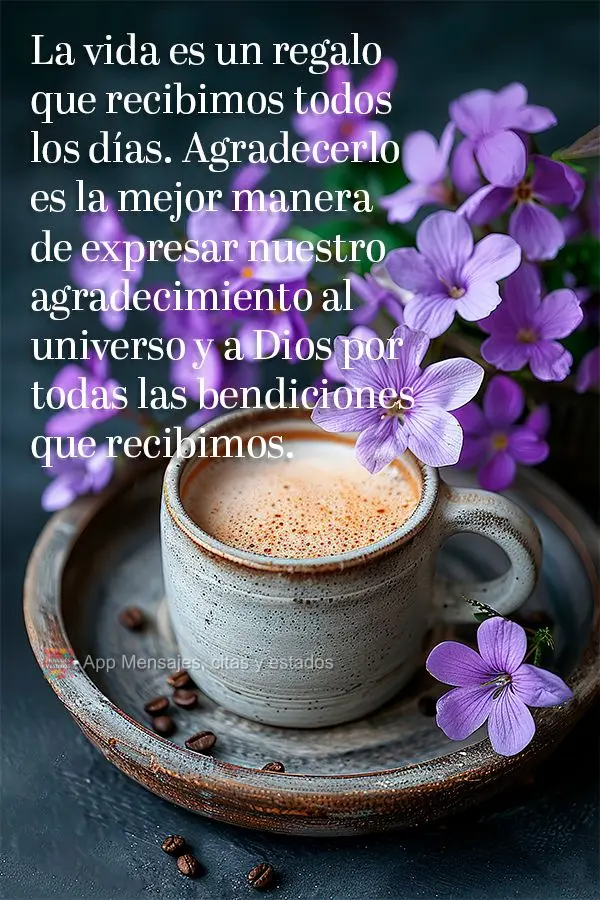 La vida es un regalo que recibimos todos los días. Agradecerlo es la mejor manera de expresar nuestro agradecimiento al universo y a Dios por todas las ...