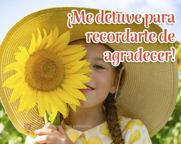 ¡Me detuve para recordarte de agradecer!