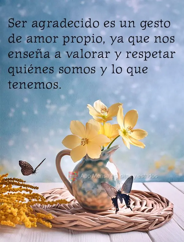 Ser agradecido es un gesto de amor propio, ya que nos enseña a valorar y respetar quiénes somos y lo que tenemos.