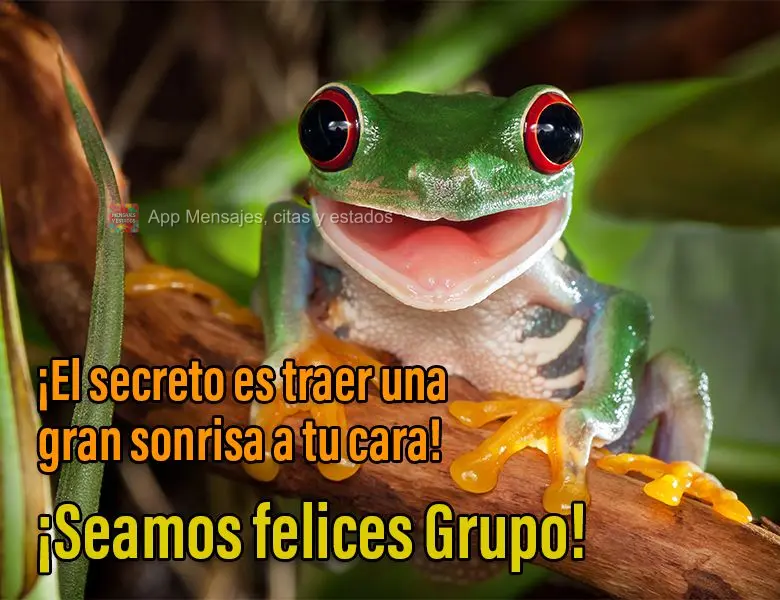 ¡El secreto es traer una gran sonrisa a tu cara! ¡Seamos felices Grupo!