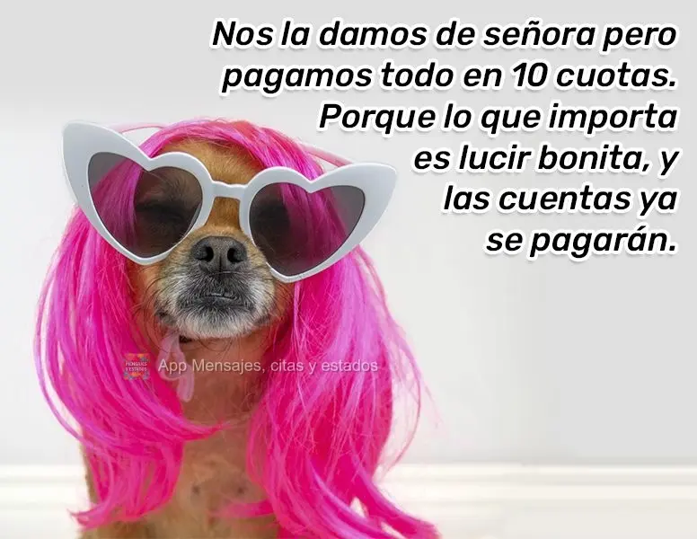Nos la damos de señora pero pagamos todo en 10 cuotas. Porque lo que importa es lucir bonita, y las cuentas ya se pagarán.