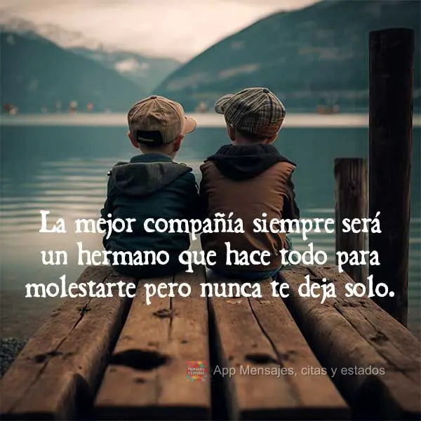 La mejor compañía siempre será un hermano que hace todo para molestarte pero nunca te deja solo.