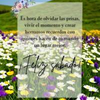 ¡Hoy es sábado! Es hora de olvidar las prisas, vivir el momento y crear hermosos recuerdos con quienes hacen de tu mundo un lugar mejor.
¡Feliz sába...