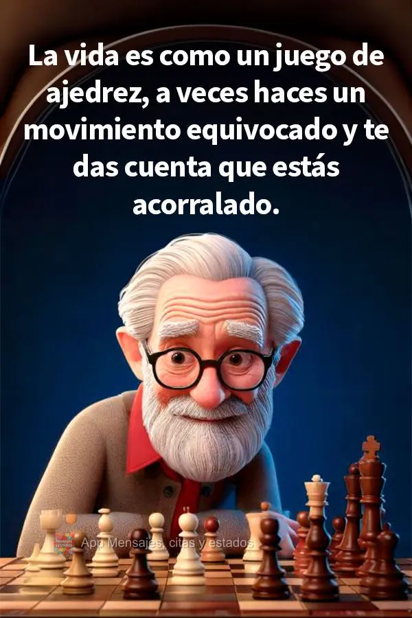 La vida es como un juego de ajedrez, a veces haces un movimiento equivocado y te das cuenta que estás acorralado.