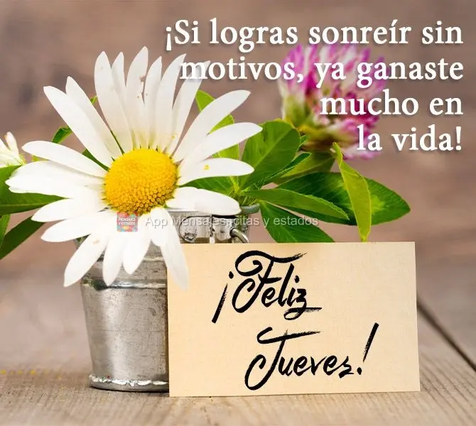 ¡Si logras sonreír sin motivos, ya ganaste mucho en la vida! ¡Feliz jueves!