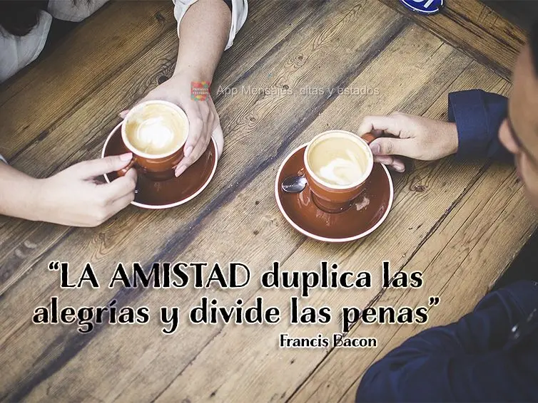 "La amistad duplica las alegrías y divide las penas". Francis Bacon