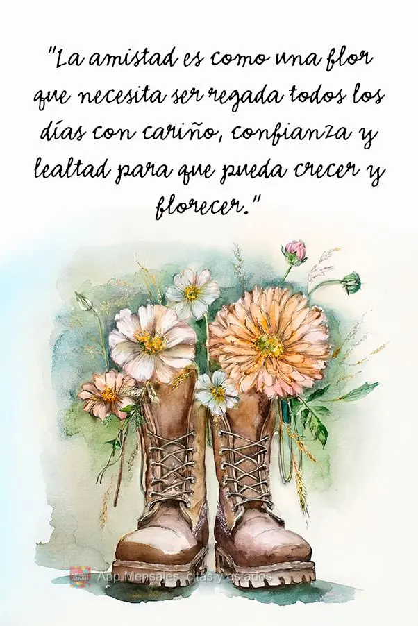 "La amistad es como una flor que necesita ser regada todos los días con cariño, confianza y lealtad para que pueda crecer y florecer."
