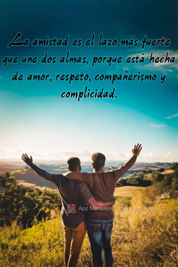 La amistad es el lazo más fuerte que une dos almas, porque está hecha de amor, respeto, compañerismo y complicidad.