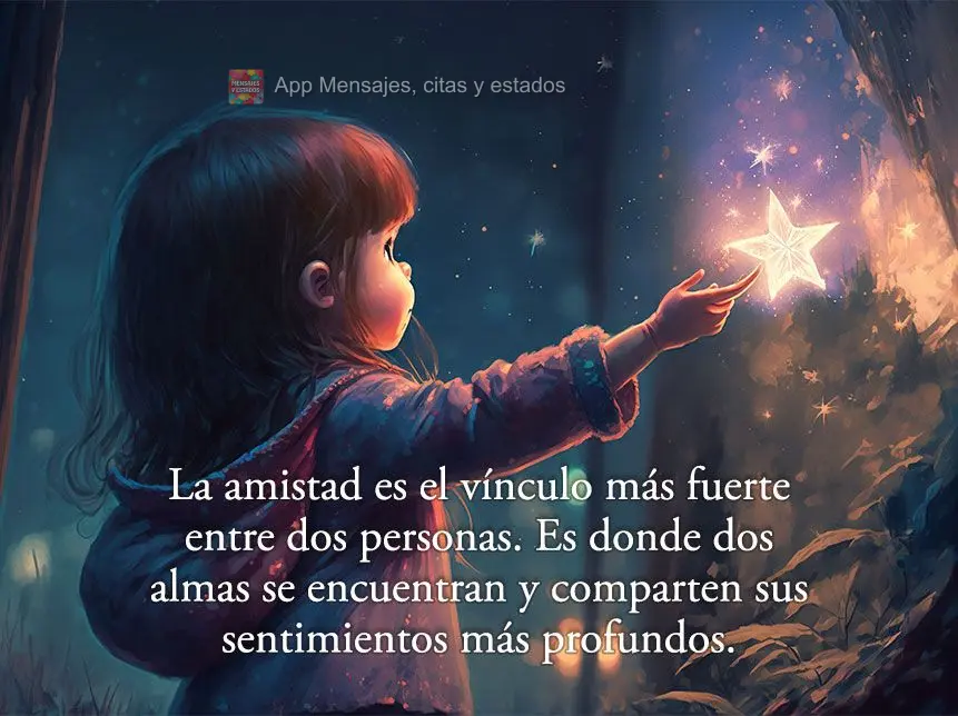 La amistad es el vínculo más fuerte entre dos personas. Es donde dos almas se encuentran y comparten sus sentimientos más profundos.