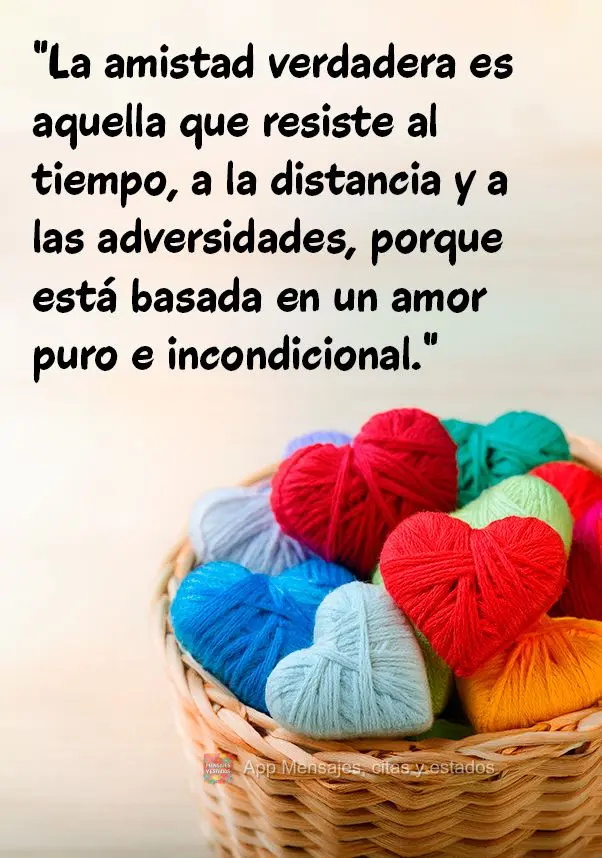 "La amistad verdadera es aquella que resiste al tiempo, a la distancia y a las adversidades, porque está basada en un amor puro e incondicional."