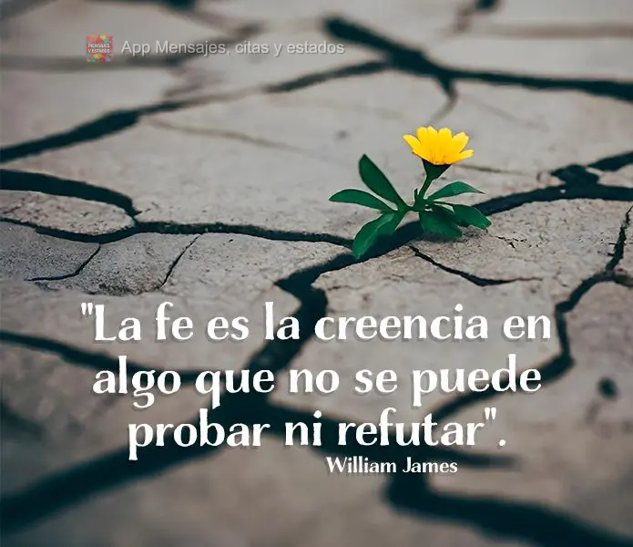"La fe es la creencia en algo que no se puede probar ni refutar". William James