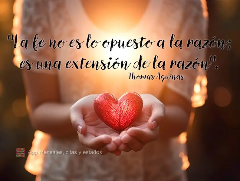 "La fe no es lo opuesto a la razón; es una extensión de la razón". Thomas Aquinas