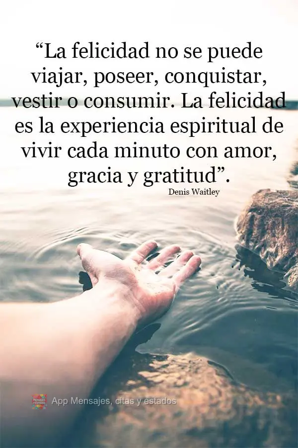 “La felicidad no se puede viajar, poseer, conquistar, vestir o consumir. La felicidad es la experiencia espiritual de vivir cada minuto con amor, graci...