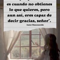 "La mayor prueba de fe es cuando no obtienes lo que quieres, pero aun así, eres capaz de decir gracias, señor". Autor Desconocido